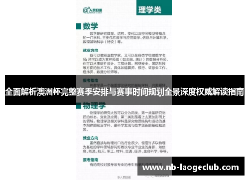 全面解析澳洲杯完整赛季安排与赛事时间规划全景深度权威解读指南